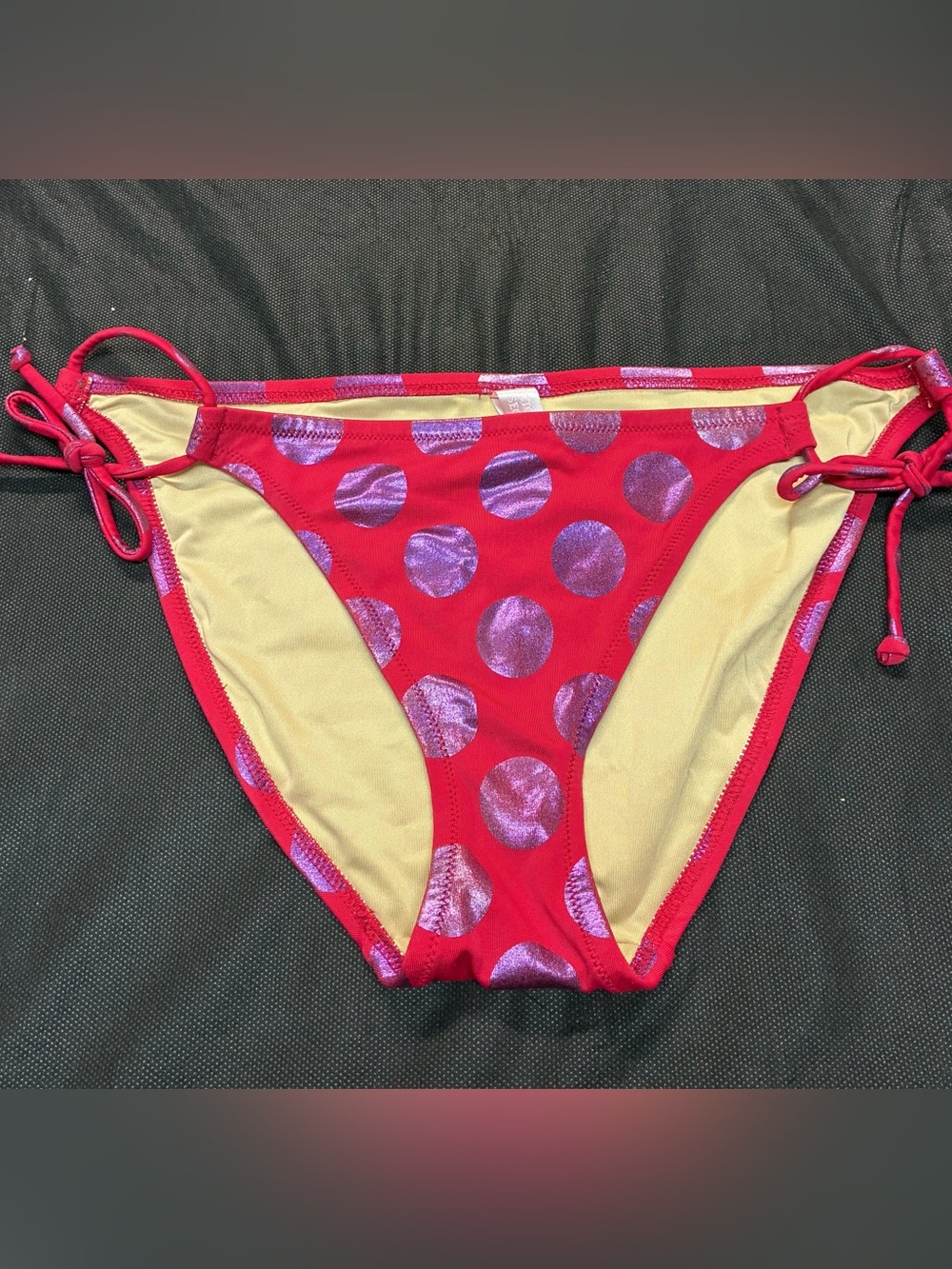Victoria's Secret Bikini Bottoms - Red/Shiny Purple Polka Dots - SIZE MEDIUM